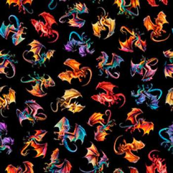 Patchworkbaumwolle Tossed Dragons bei Dan Morris für QT Fabrics